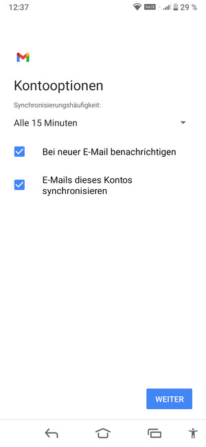 Wählen Sie WEITER