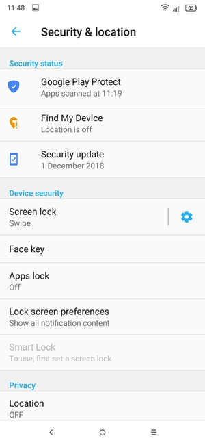 Select Screen lock