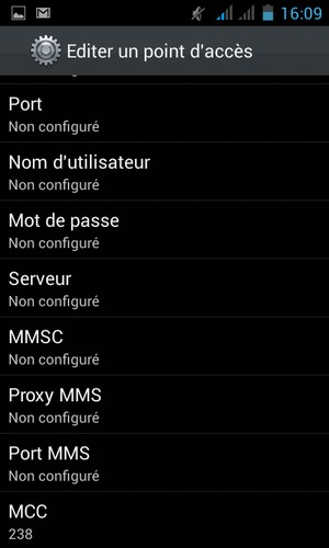Faites défiler vers le bas et saisissez les informations MMS
