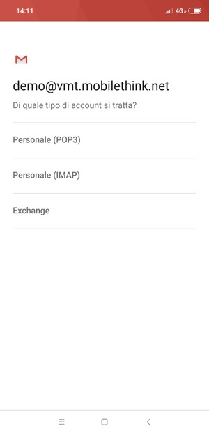 Seleziona Personale (POP3) o Personale (IMAP)