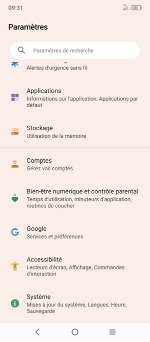 Faites défiler et sélectionnez Système