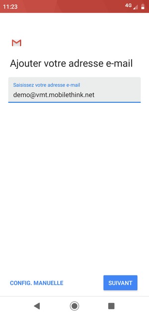 Saisissez votre adresse e-mail et sélectionnez SUIVANTE
