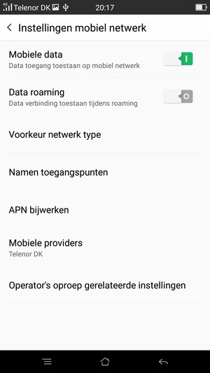 Om van netwerk te wisselen in geval van netwerkproblemen, selecteert u Mobiele providers
