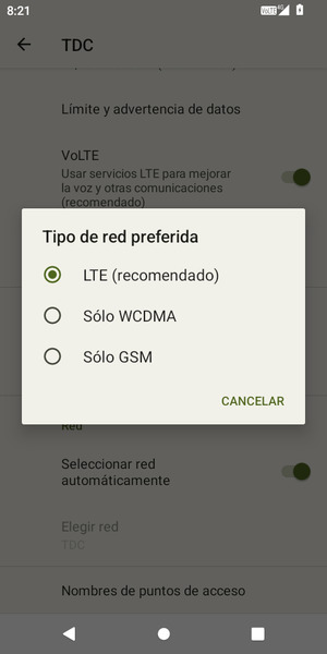 Seleccione la opción deseada