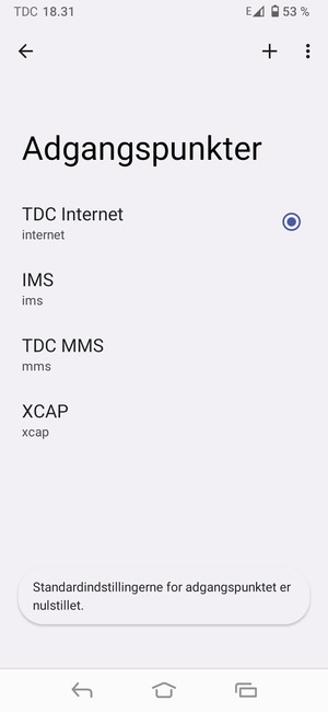 Vælg Ny APN