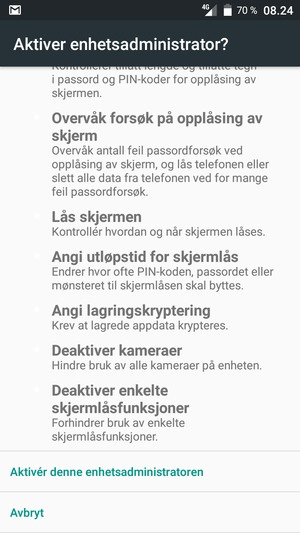 Bla til og velg Aktivér denne enhetsadministratoren