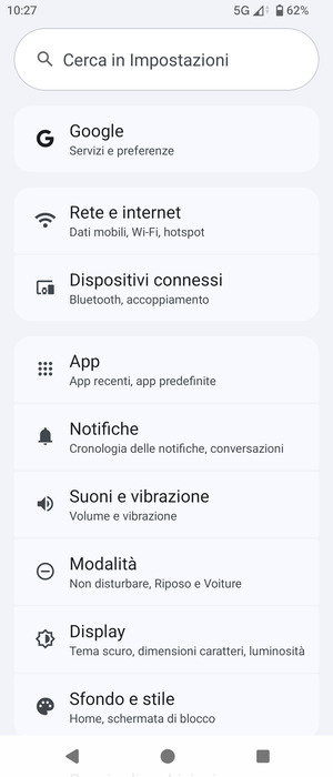 Seleziona Rete e internet