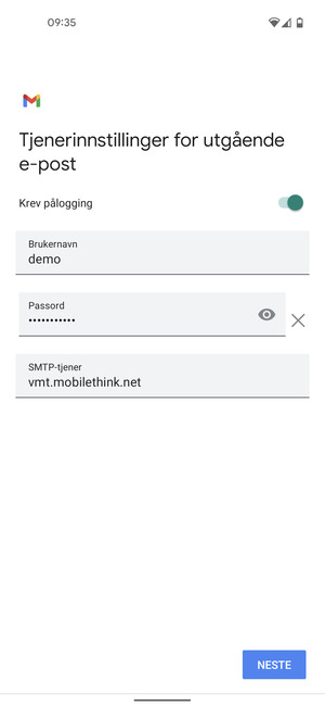 Skriv inn utgående serveradresse