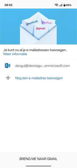 Selecteer BRENG ME NAAR GMAIL