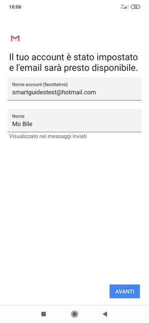 Scegli un nome per il tuo account e inserisci il tuo nome. Seleziona AVANTI