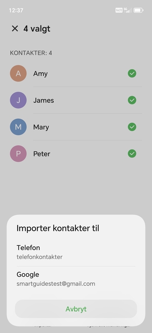 Velg din Google-konto