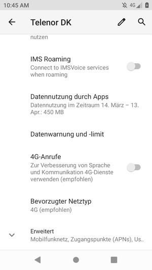 Scrollen Sie und wählen Sie Bevorzugter Netzwerktyp