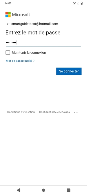 Saisissez votre mot de passe et sélectionnez Se connecter