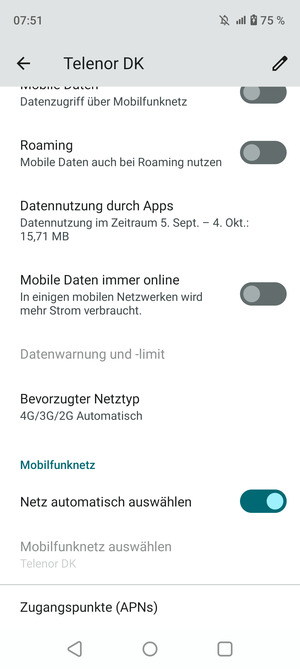 Scrollen Sie und wählen Sie Zugangspunkte (APNs)