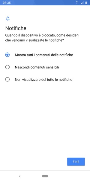 Seleziona la tua opzione preferita e poi FINE