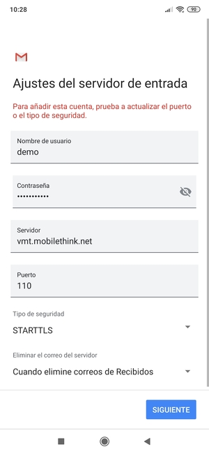 Seleccione Tipo de seguridad