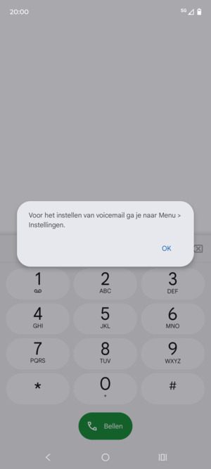 Als uw voicemail niet geïnstalleerd is, selecteert u OK