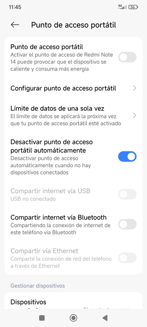 Seleccione Configurar punto de acceso portátil