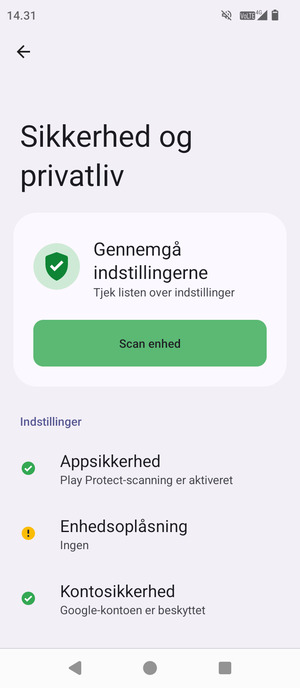 Vælg Enhedsoplåsning