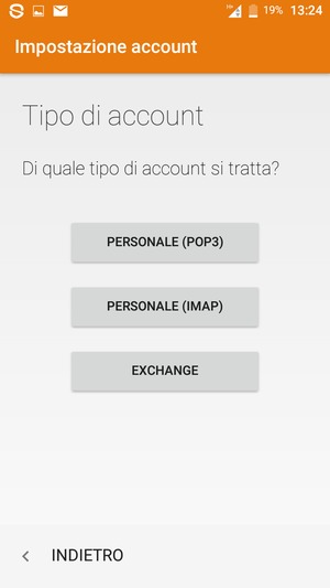 Seleziona PERSONALE (POP3) o PERSONALE (IMAP)