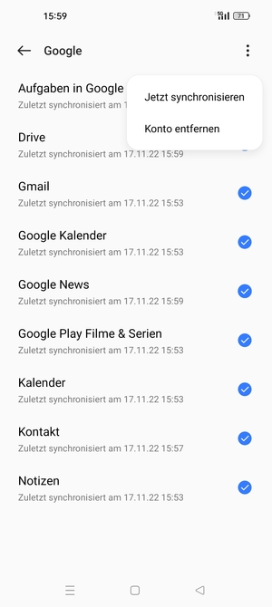 Wählen Sie Jetzt synchronisieren