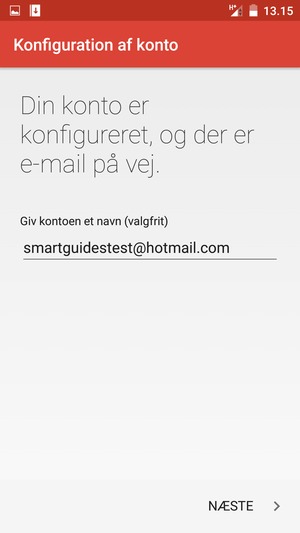 Giv din konto et navn og indtast dit navn. Vælg NÆSTE