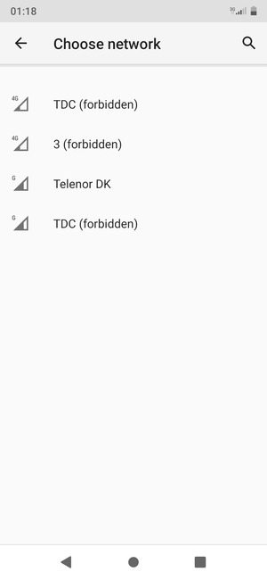 Select a network operator from the list