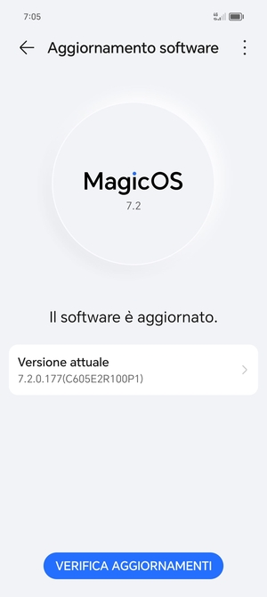 Se il tuo telefono è aggiornato, vedrai la seguente schermata
