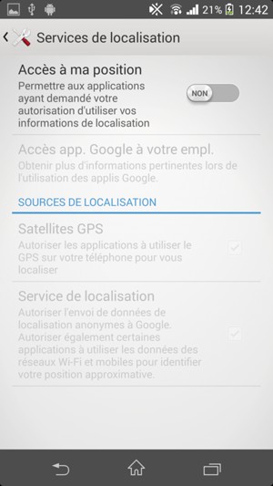 Désactiver le Accès á ma position
