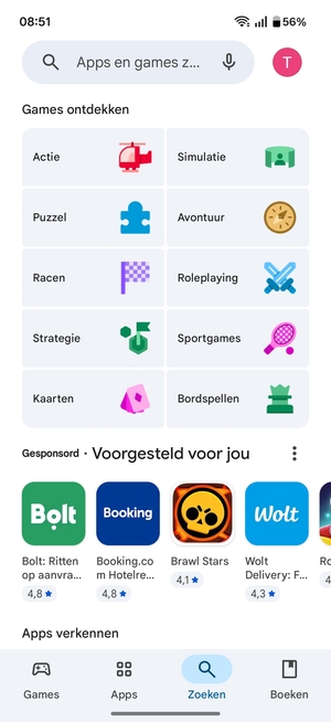 Selecteer de zoekbalk