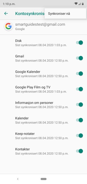 Velg Synkroniser nå