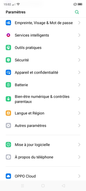 Faites défiler et sélectionnez Appareil et confidentialité