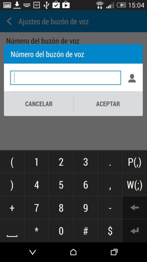 Introduzca el número de correo de voz y seleccione ACEPTAR