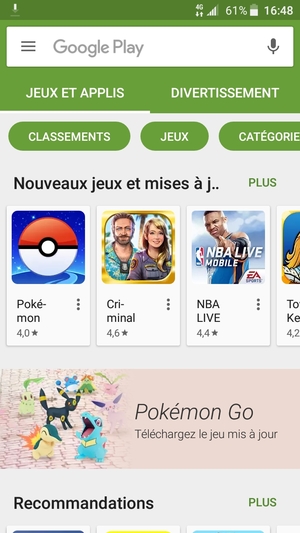 Sélectionnez la barre de Recherche