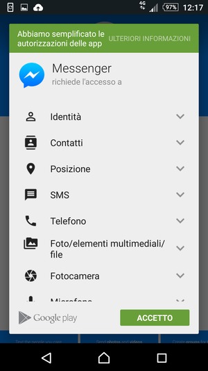 Seleziona ACCETTO