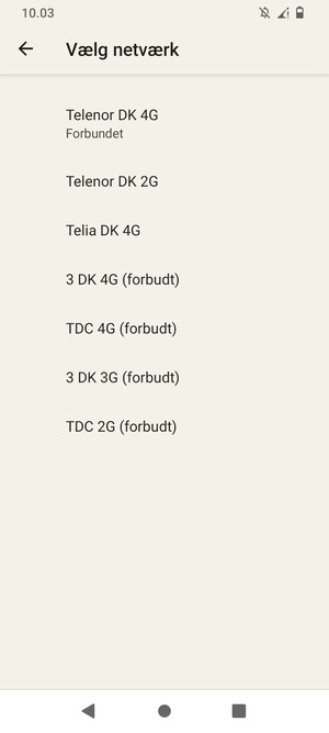 Vælg en netværksudbyder fra listen