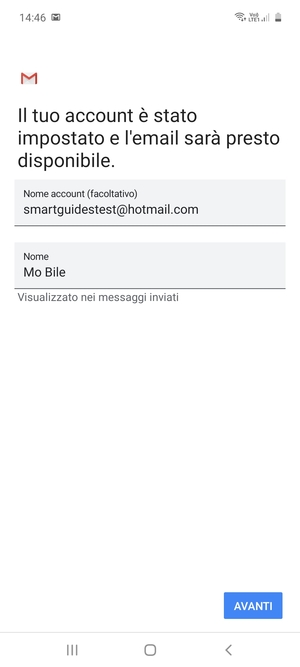 Scegli un nome per il tuo account e inserisci il tuo nome. Seleziona AVANTI
