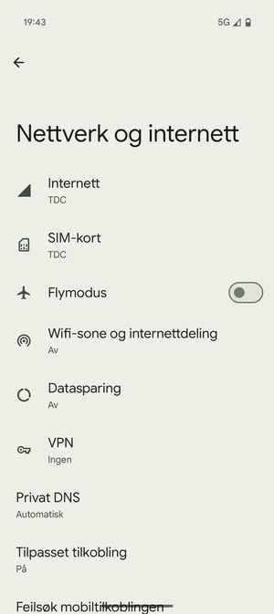 Velg Wifi-sone og internettdeling