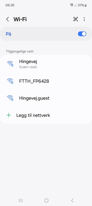 Velg det trådløse nettverket du vil koble til
