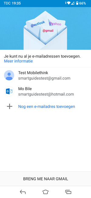 Selecteer BRENG ME NAAR GMAIL