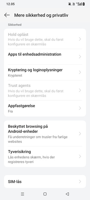 Scroll til og vælg SIM-lås