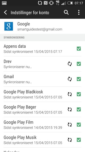 Dine oplysninger vil blive synkroniseret