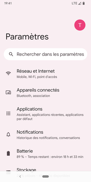 Sélectionnez Réseau et Internet