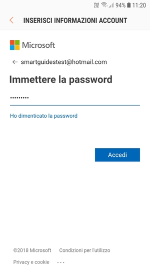 Inserisci la tua password e seleziona Accedi