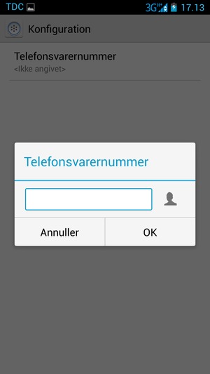 Indtast Telefonsvarernummer og vælg OK