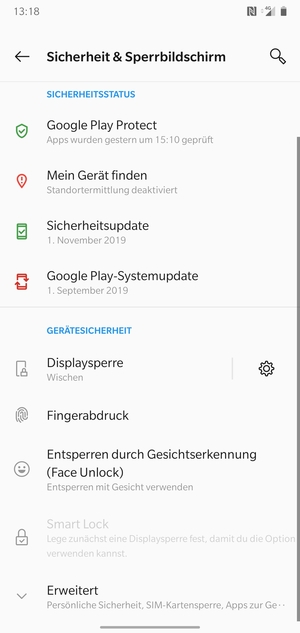 Scrollen Sie und wählen Sie Erweitert