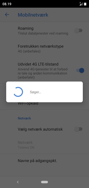 Afvent at søgningen er afsluttet
