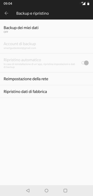 Seleziona Backup dei miei dati