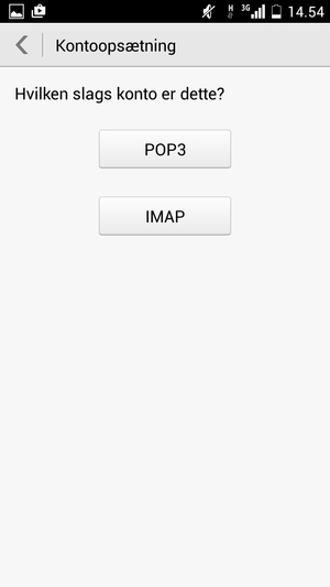 Vælg POP3 eller IMAP