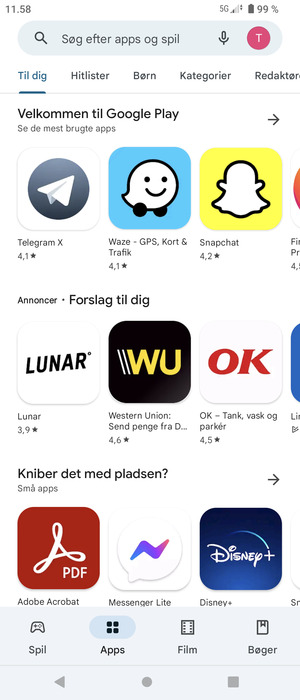Vælg søgefeltet
